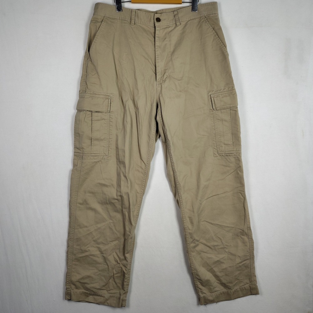 Polo Ralph Lauren Mens Khaki Tan Cotton Cargo Pants 36x32 Straight Leg Utility
